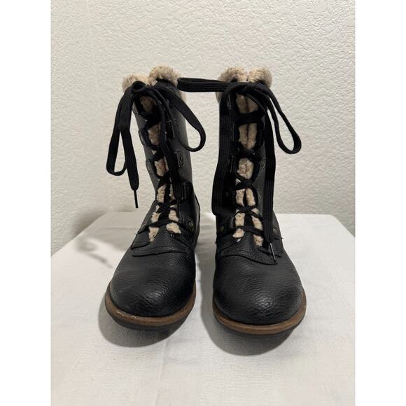 Womens Khombu Winter Boots Black Vegan Pebble Leather Size 8.5 Fleece Lined - Picture 2 of 10